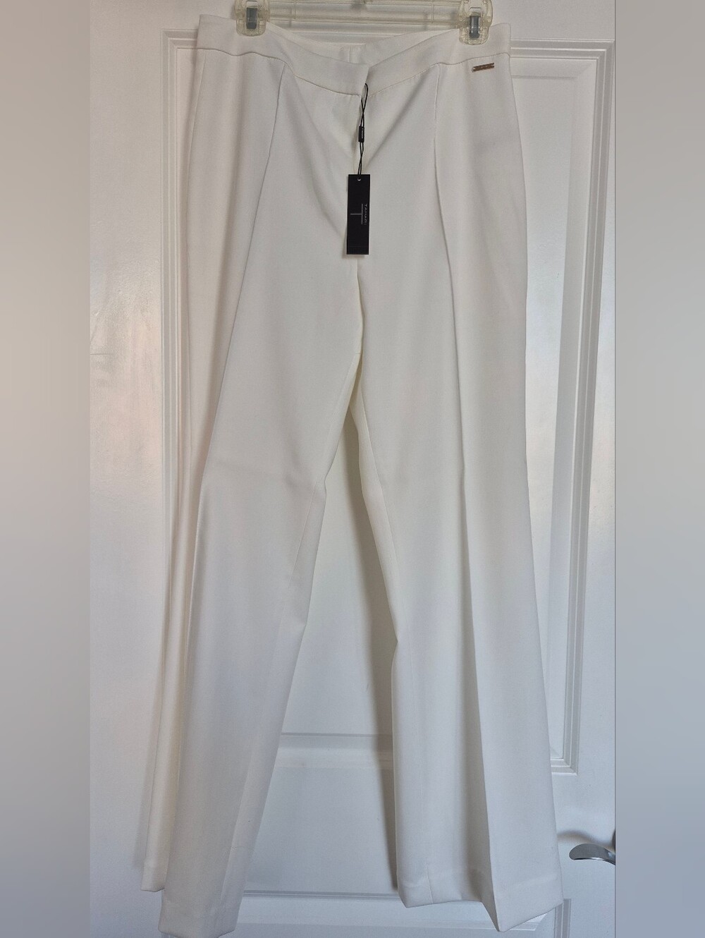 Tahari White High-Rise Wide-Leg Trousers